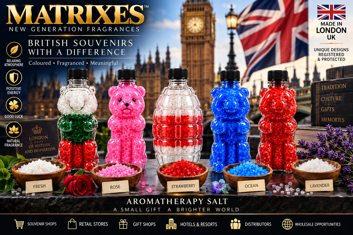 A New Generation of British Souvenirs: Fragranced Coloured Salt in Iconic Bottle Designs - Matrixes