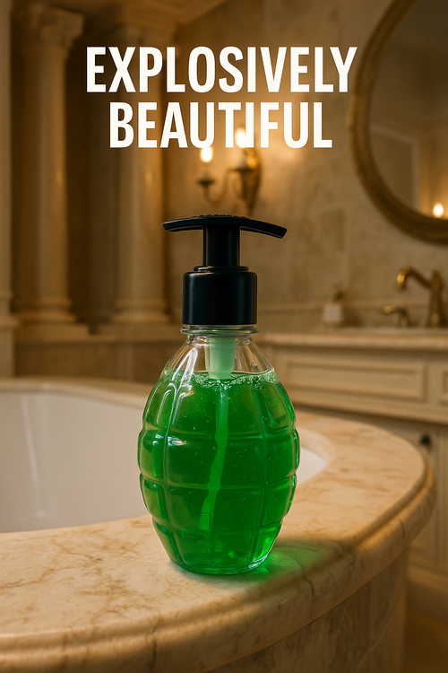 Grenade Shape Soap Dispenser Bottle – 350ml – Refillable with Pump
