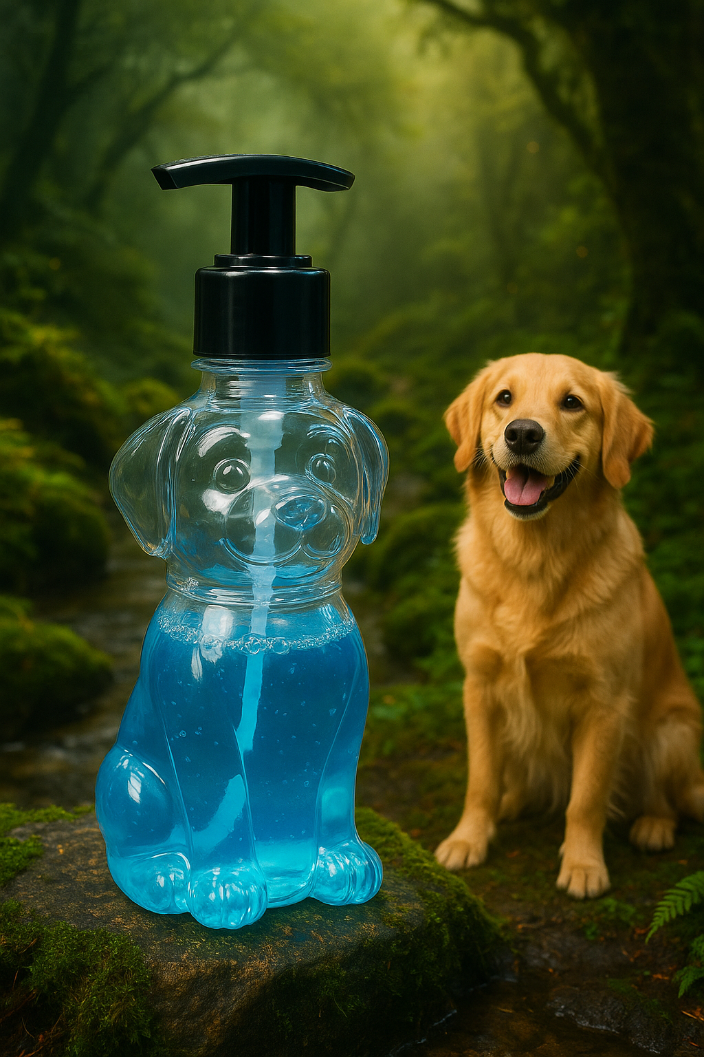 Dog Bottle 350ml – Reusable Soap Dispenser with Pump + 2 Extra Caps PET