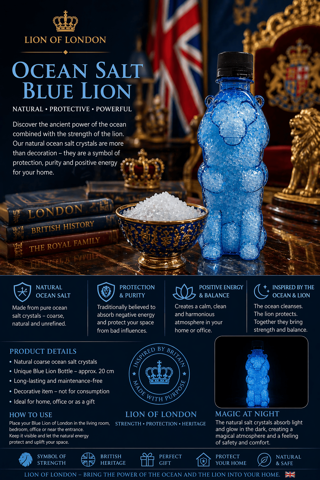 Blue Lion Ocean Salt – Natural Sea Crystals | London Souvenir - Matrixes