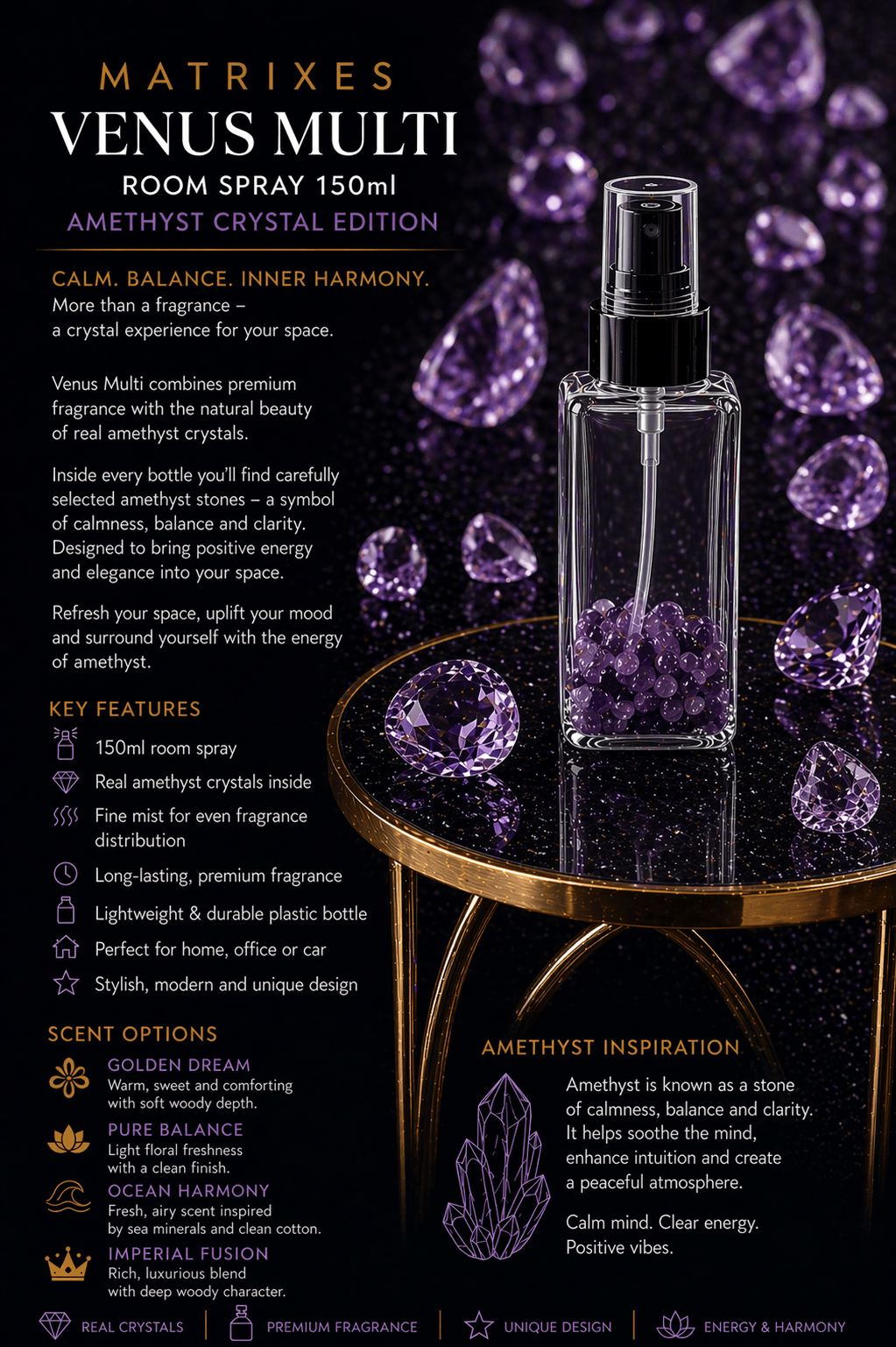 MATRIXES – Venus Multi Room Spray (Amethyst Crystal Edition) - Matrixes