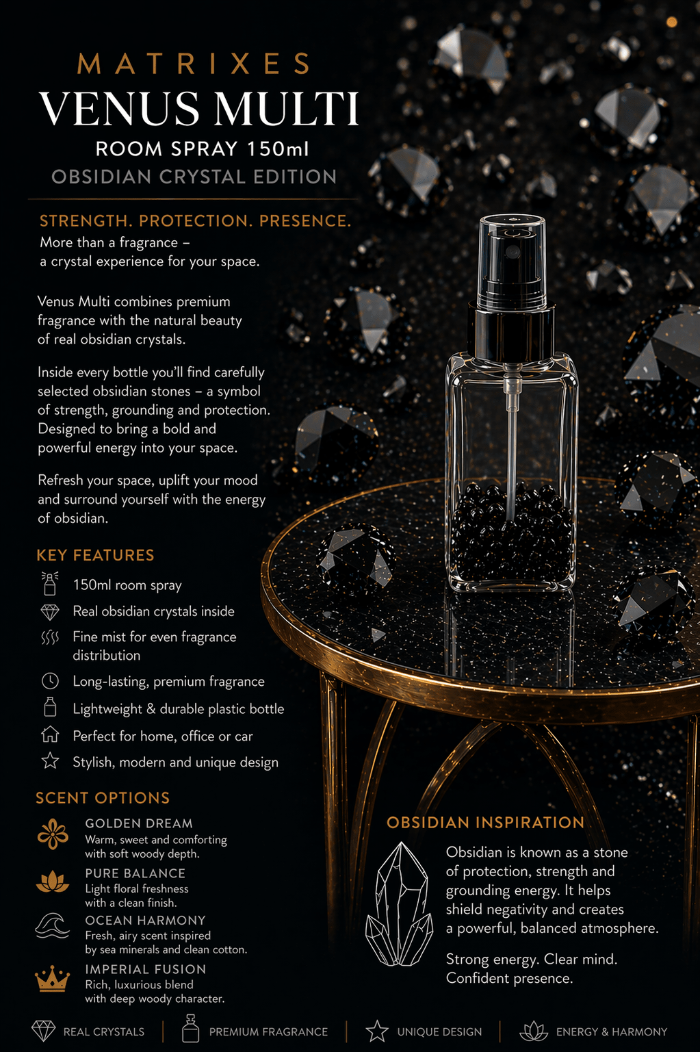MATRIXES – Venus Multi Room Spray (Obsidian Crystal Edition) - Matrixes