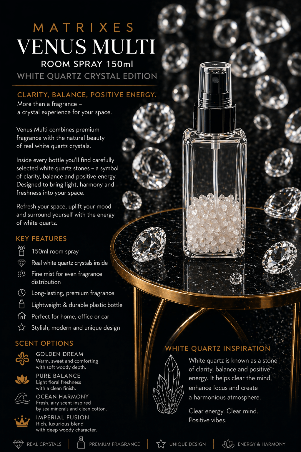 MATRIXES – Venus Multi Room Spray (White Quartz Crystal Edition) - Matrixes